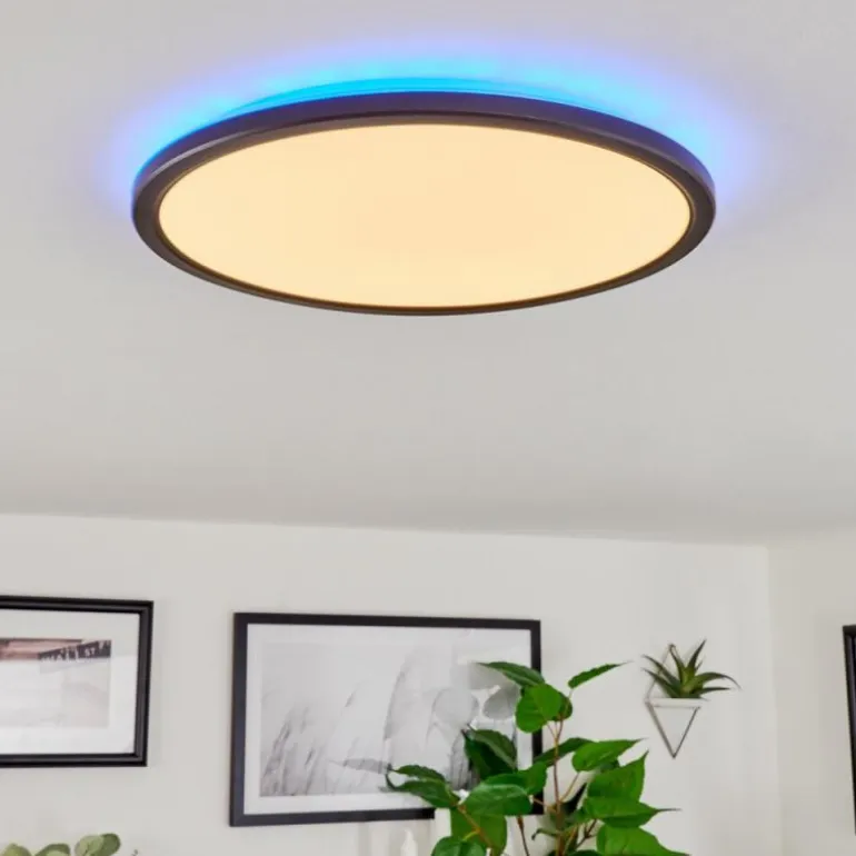 Plafonnier Hortinhas LED Noir, 1 lumière, Télécommandes, Changeur de couleurs