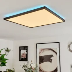 Plafonnier Hortinhas LED Noir, 1 lumière, Télécommandes, Changeur de couleurs