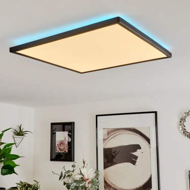 Plafonnier Hortinhas LED Noir, 1 lumière, Télécommandes, Changeur de couleurs