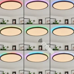 Plafonnier Hortinhas LED Noir, 1 lumière, Télécommandes, Changeur de couleurs