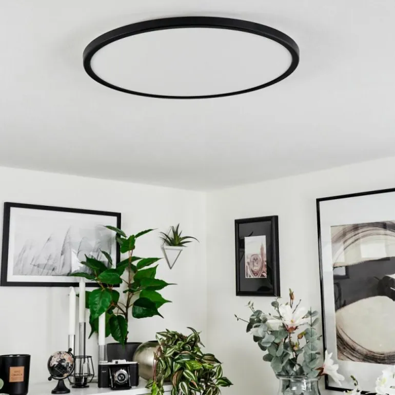 Plafonnier Hortinhas LED Noir, 1 lumière, Télécommandes, Changeur de couleurs