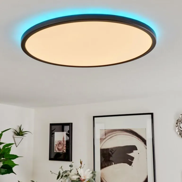 Plafonnier Hortinhas LED Noir, 1 lumière, Télécommandes, Changeur de couleurs