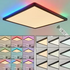 Plafonnier Hortinhas LED Noir, 1 lumière, Télécommandes, Changeur de couleurs