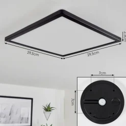 Plafonnier Hortinhas LED Noir, 1 lumière, Télécommandes, Changeur de couleurs