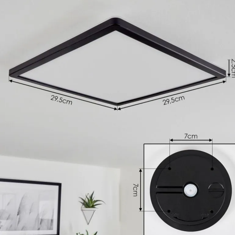Plafonnier Hortinhas LED Noir, 1 lumière, Télécommandes, Changeur de couleurs