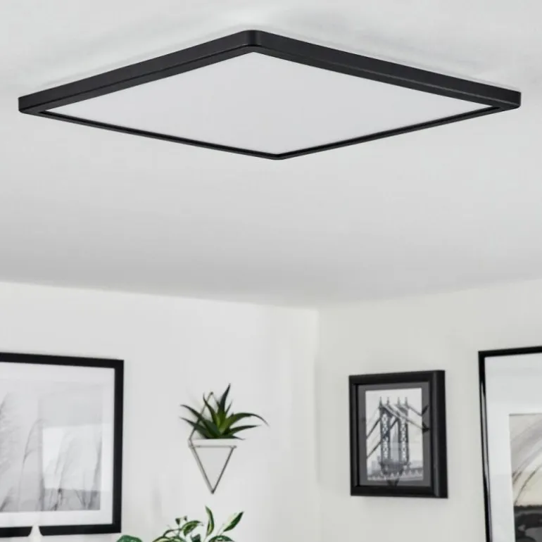 Plafonnier Hortinhas LED Noir, 1 lumière, Télécommandes, Changeur de couleurs