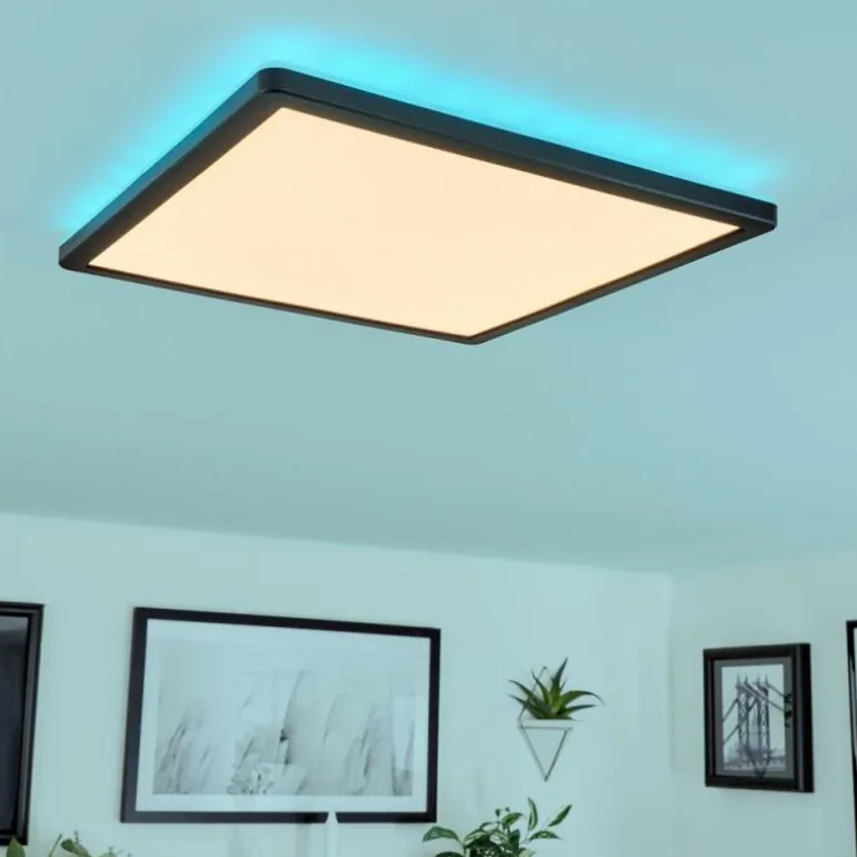 Plafonnier Hortinhas LED Noir, 1 lumière, Télécommandes, Changeur de couleurs