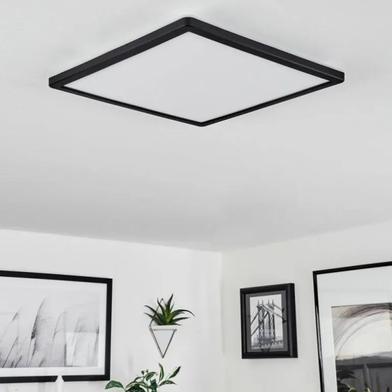 Plafonnier Hortinhas LED Noir, 1 lumière, Télécommandes, Changeur de couleurs