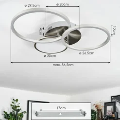 Plafonnier Hosum LED Nickel mat, 1 lumière