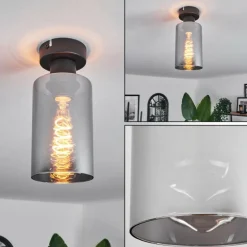 Plafonnier Hunouri Noir, 1 lumière
