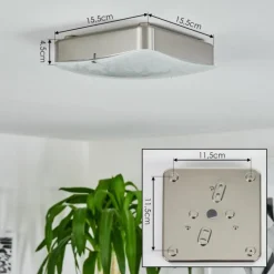Plafonnier Hutton LED Nickel mat, 1 lumière