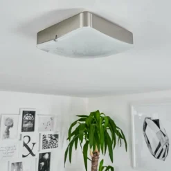 Plafonnier Hutton LED Nickel mat, 1 lumière