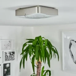 Plafonnier Hutton LED Nickel mat, 1 lumière