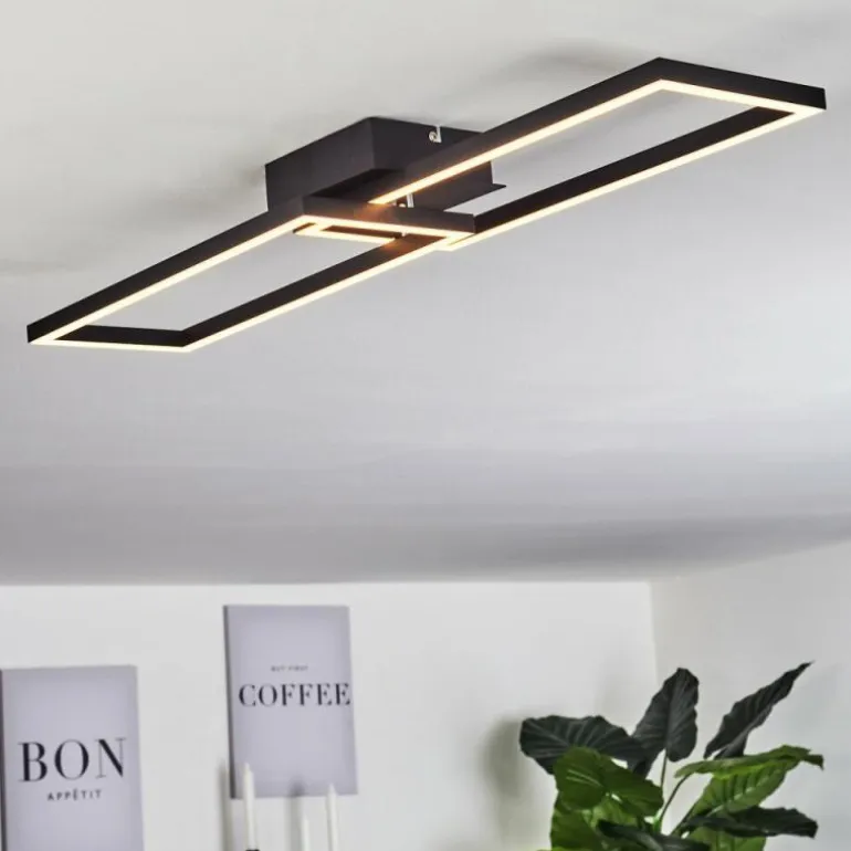 Plafonnier Hyacinthe LED Chrome, Noir, 1 lumière