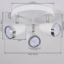 Plafonnier Idlewild LED Chrome, Blanc, 3 lumières