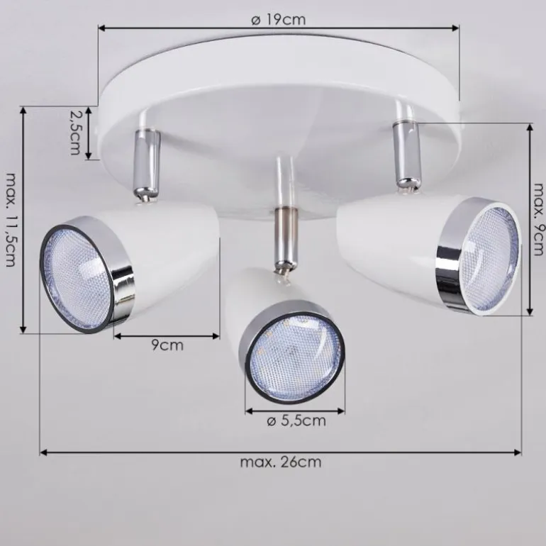 Plafonnier Idlewild LED Chrome, Blanc, 3 lumières