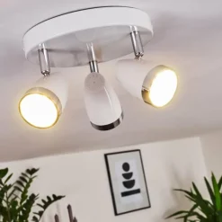 Plafonnier Idlewild LED Chrome, Blanc, 3 lumières