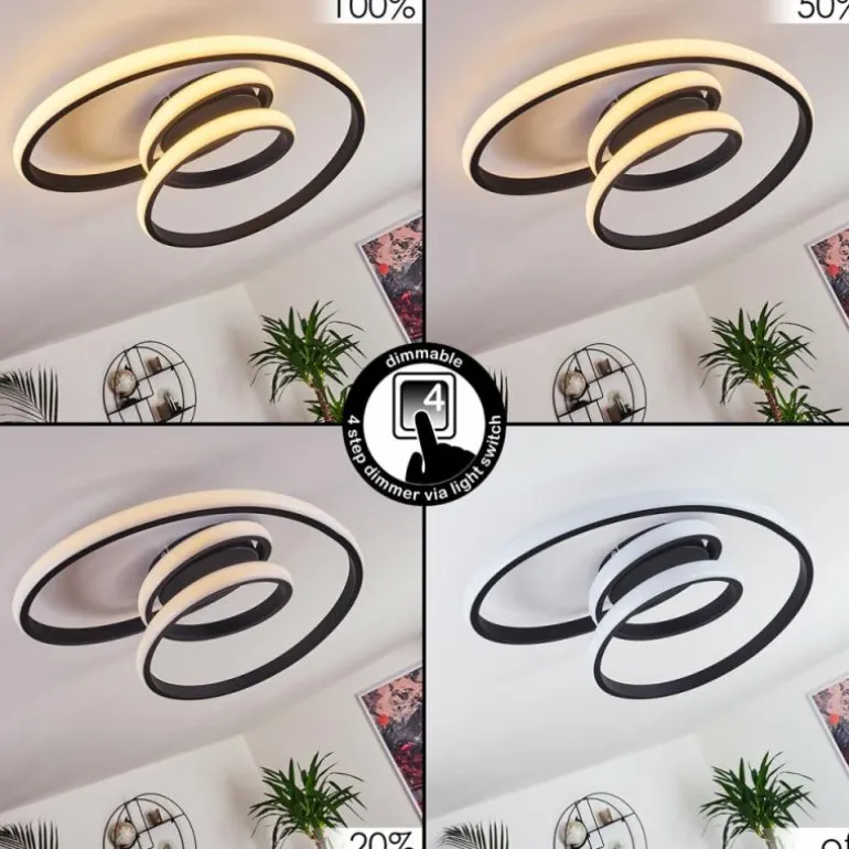 Plafonnier Ignal LED Noir, 1 lumière