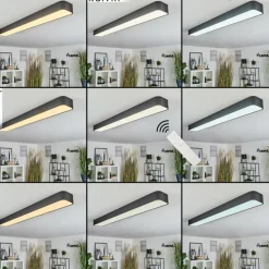 Plafonnier Iriondo LED Noir, 1 lumière, Télécommandes