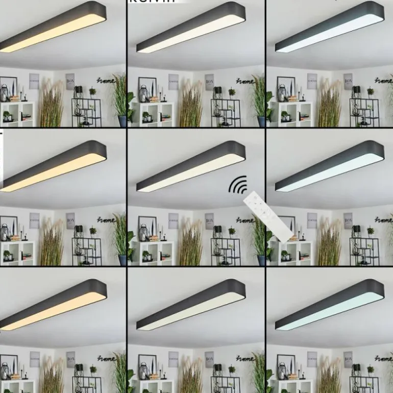 Plafonnier Iriondo LED Noir, 1 lumière, Télécommandes