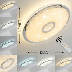 Plafonnier Jamton LED Chrome, 1 lumière, Télécommandes