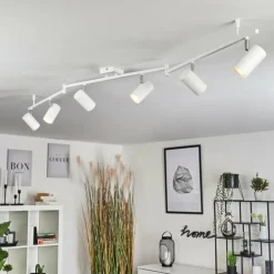 Plafonnier Javel Chrome, Blanc, 6 lumières