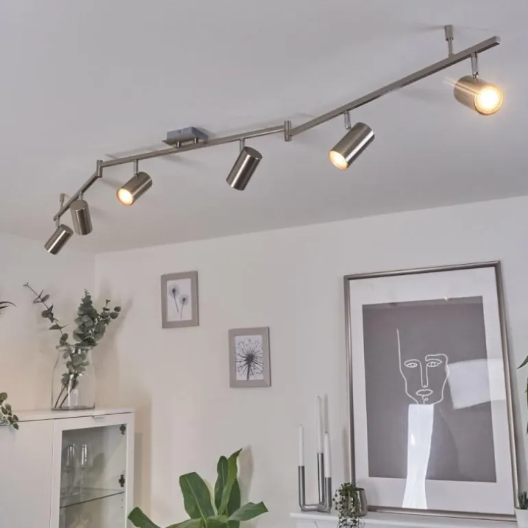 Plafonnier Javel Chrome, Nickel mat, 6 lumières