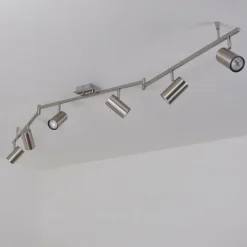 Plafonnier Javel Chrome, Nickel mat, 6 lumières