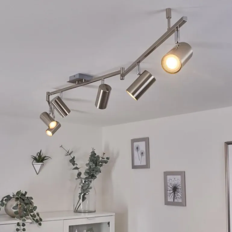 Plafonnier Javel Chrome, Nickel mat, 6 lumières