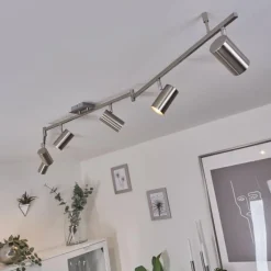 Plafonnier Javel Chrome, Nickel mat, 6 lumières