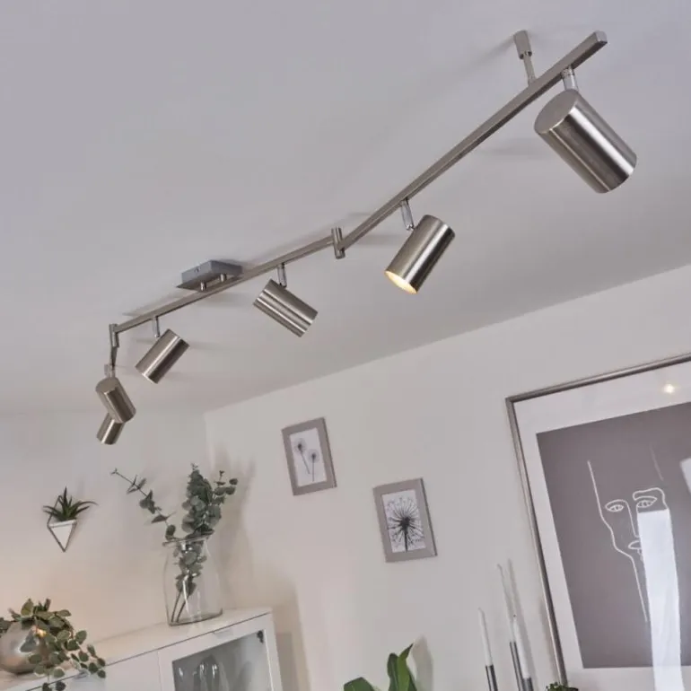 Plafonnier Javel Chrome, Nickel mat, 6 lumières