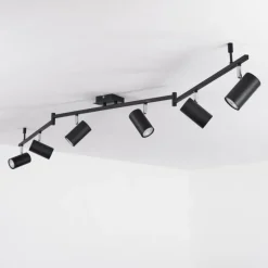 Plafonnier Javel Chrome, Noir, 6 lumières