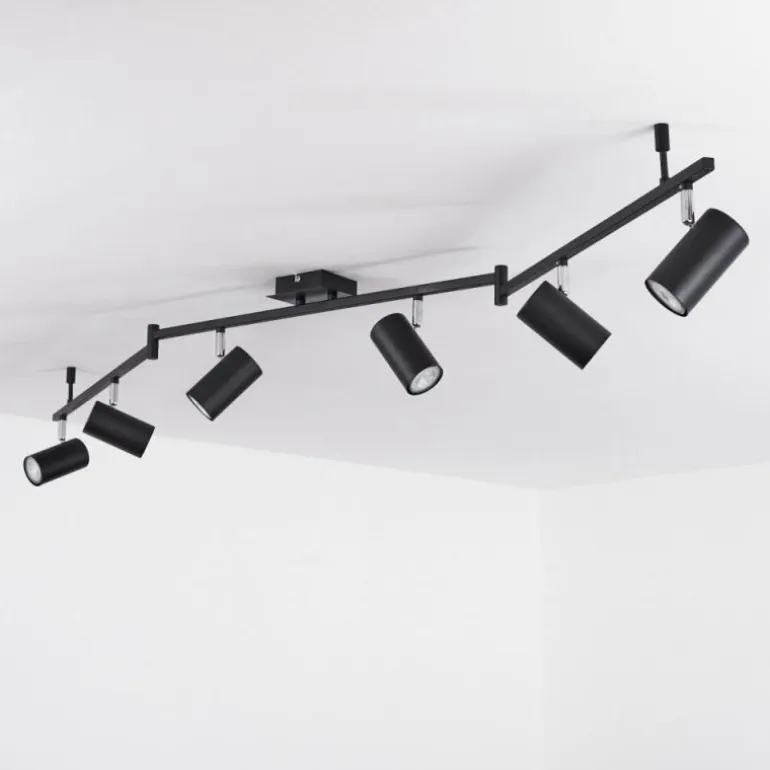 Plafonnier Javel Chrome, Noir, 6 lumières