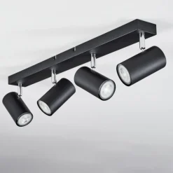 Plafonnier Javel Chrome, Noir, 4 lumières