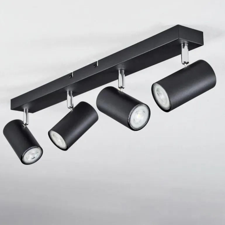 Plafonnier Javel Chrome, Noir, 4 lumières