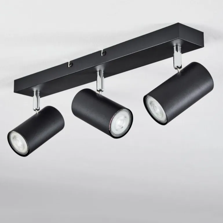 Plafonnier Javel Chrome, Noir, 3 lumières