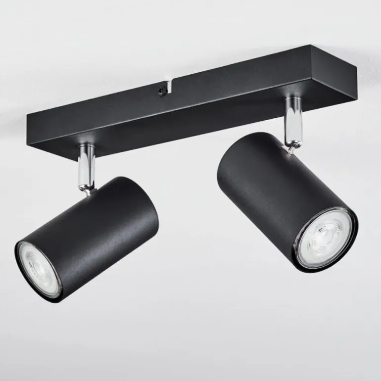 Plafonnier Javel Chrome, Noir, 2 lumières