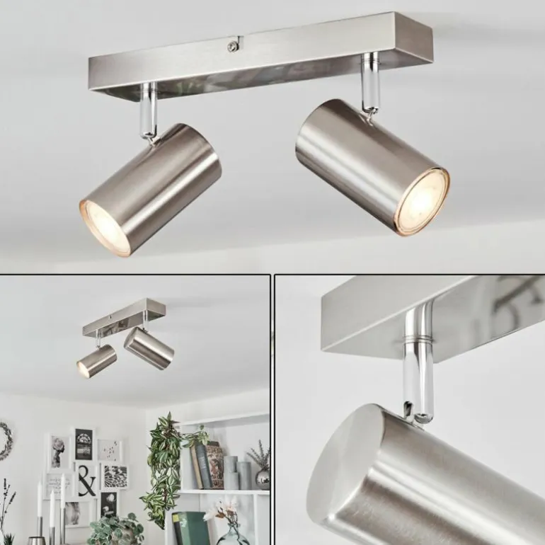 Plafonnier Javel Chrome, Nickel mat, 2 lumières