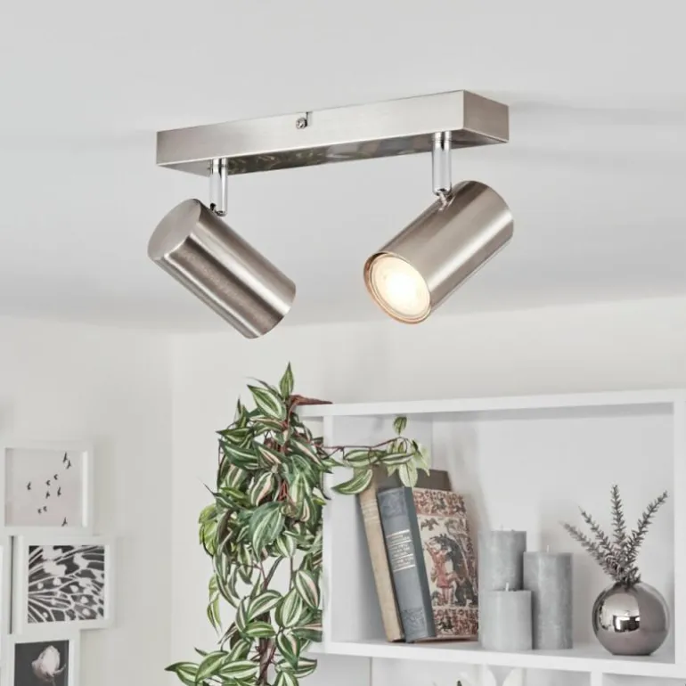 Plafonnier Javel Chrome, Nickel mat, 2 lumières