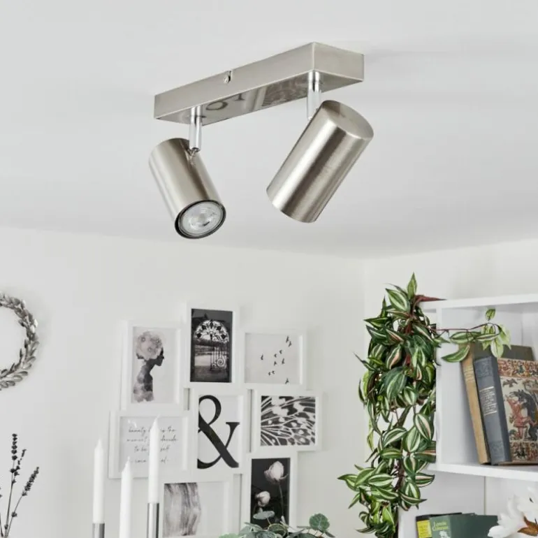 Plafonnier Javel Chrome, Nickel mat, 2 lumières