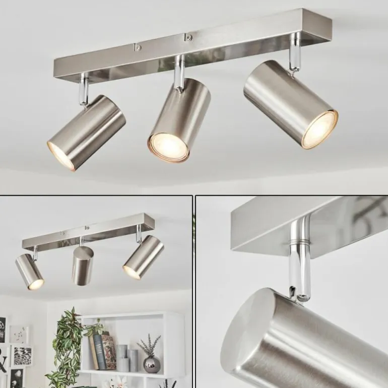 Plafonnier Javel Chrome, Nickel mat, 3 lumières
