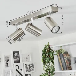Plafonnier Javel Chrome, Nickel mat, 3 lumières