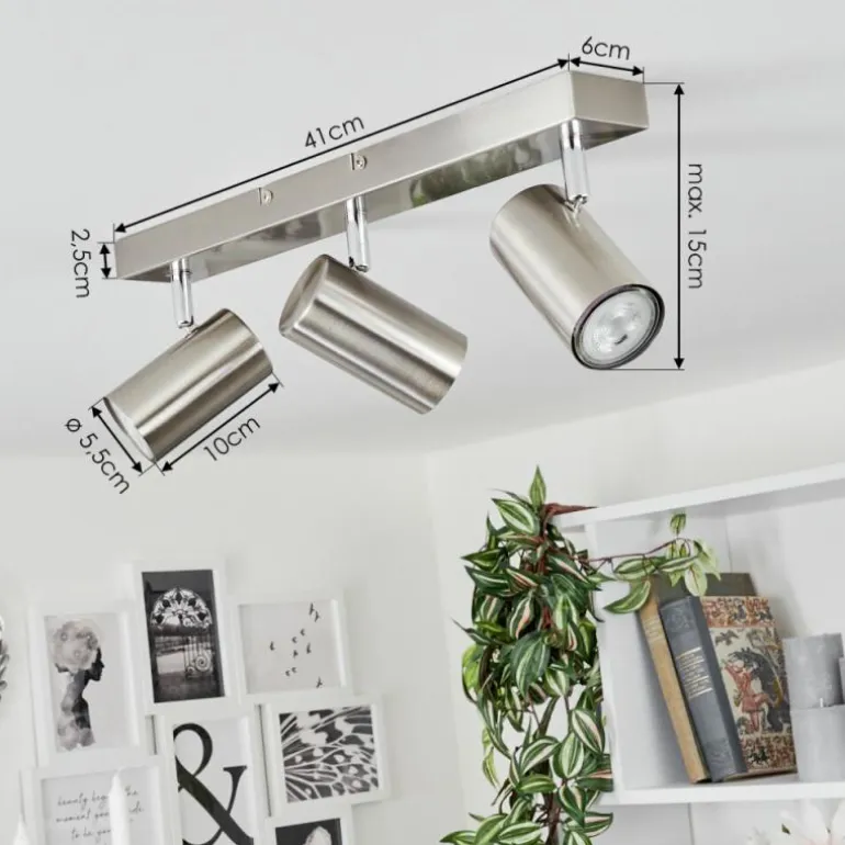 Plafonnier Javel Chrome, Nickel mat, 3 lumières