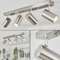 Plafonnier Javel Chrome, Nickel mat, 4 lumières