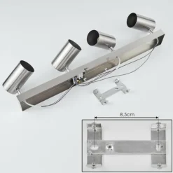 Plafonnier Javel Chrome, Nickel mat, 4 lumières