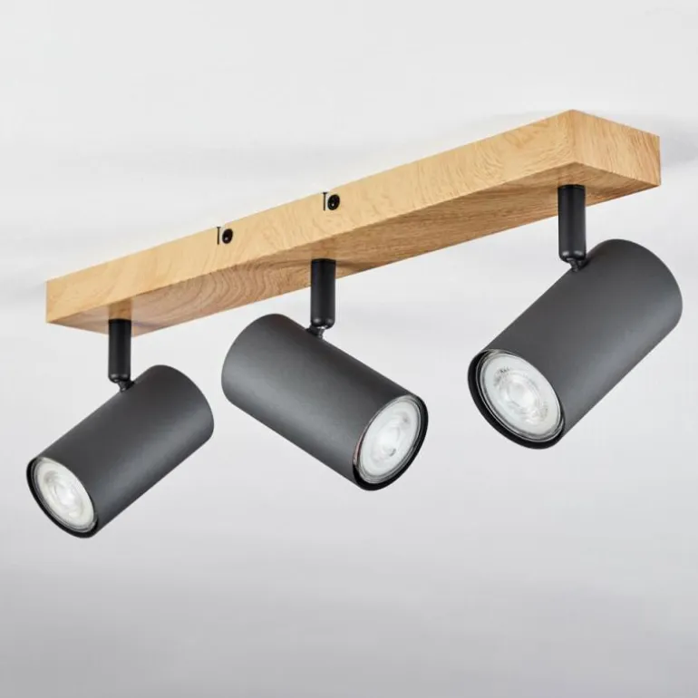 Plafonnier Javel Couleur bois, Noir, 3 lumières