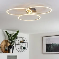 Plafonnier Johsa LED Nickel mat, Argenté, 3 lumières