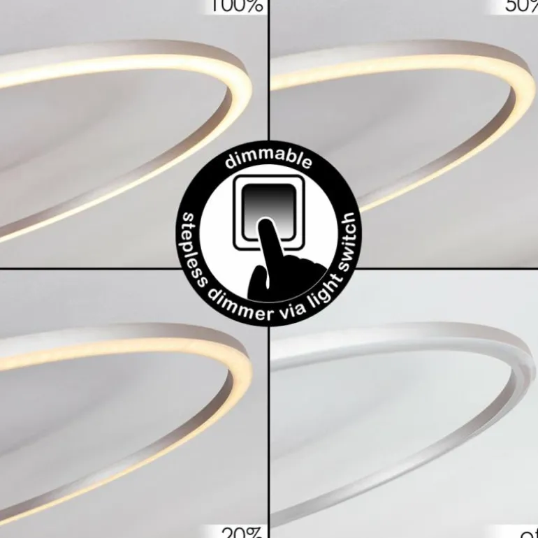 Plafonnier Johsa LED Nickel mat, Argenté, 3 lumières