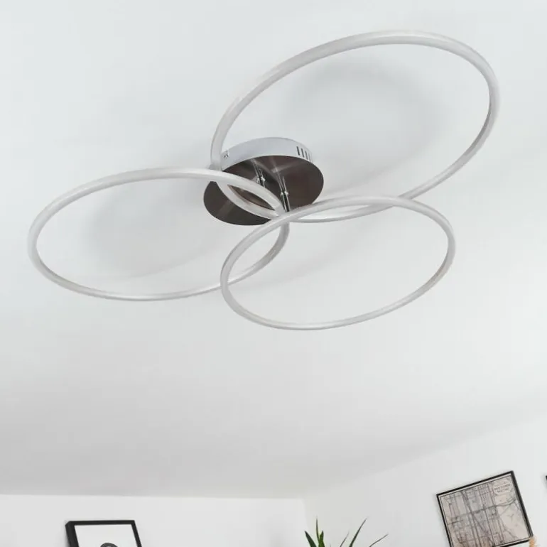 Plafonnier Johsa LED Nickel mat, Argenté, 3 lumières