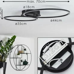 Plafonnier Johsa LED Noir, 2 lumières